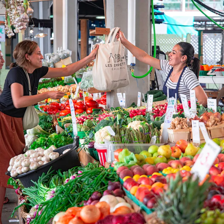 Shoppers at a farmers market