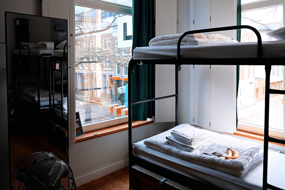 Modern hostel common area