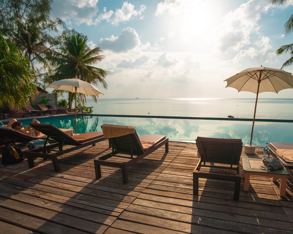 Resort cabana by the water